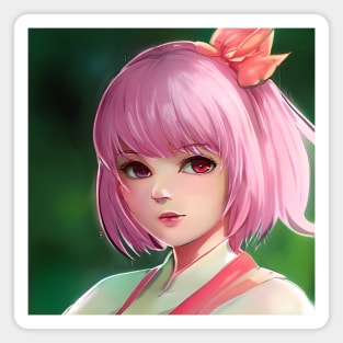 manga girl pink hair Magnet